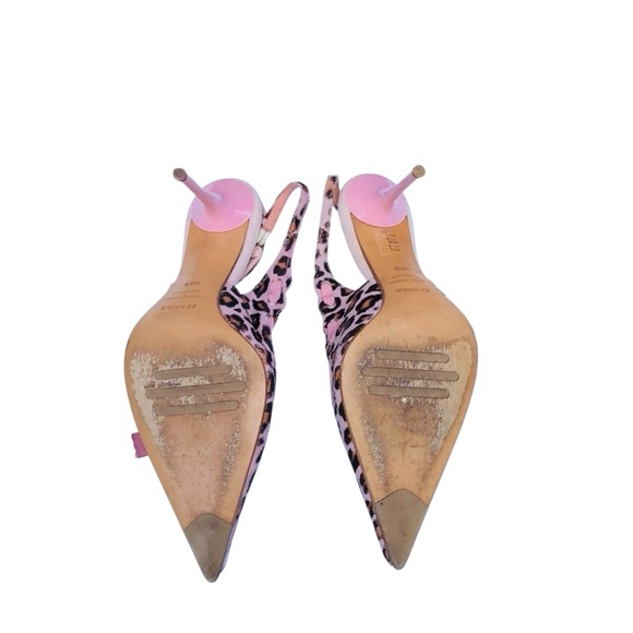 Le Silla pink faux fur leopard; similar to pony hair high heel sling back Sz 8.5 - Picture 13 of 16